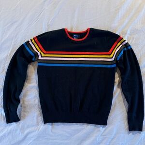 Women’s Black Sweater with Multicolor Stripes size small